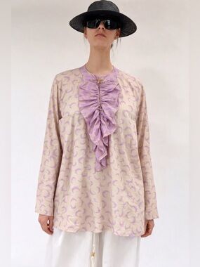 Yvonne S. Frill Shirt in Celestial Moon Cotton Voile
